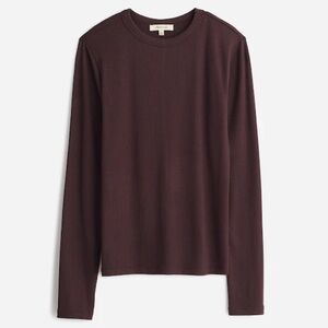 Madewell - Drapey Rib Long-Sleeve Tee in Dark Carob Brown